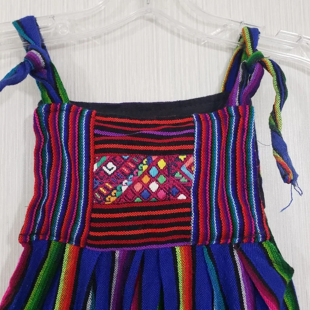 Elsa Ortiz handmade with embroidered front bib‎ wool blend jumper dress